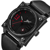 Oulm mode carré pointeur lumineux bracelet en cuir véritable 3ATM étanche hommes montre à Quartz montre-bracelet
