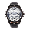 Oulm Vintage hommes montre grand cadran montre multi-fuseaux horaires lumineux montre à quartz étanche