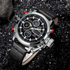 OULM 3811 étanche LED montre à double affichage montre style décontracté bracelet en cuir véritable montre à quartz