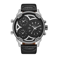 OULM HP3548A cadrans de travail style militaire hommes montre véritable bracelet en cuir à quartz