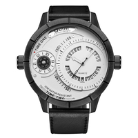OULM HP6032 Unique Design Calendrier Creative Montre Véritable Cuir Strap Quartz Montres