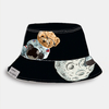 Ours dastronaute en coton pour hommes et femmes avec des lunettes impression chapeau de seau tendance de rue décont