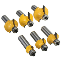 Outil de travail du bois mis en tungstène de la fraise tige de roundover 6pcs 1/2 pouces