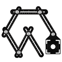 Outil multi-angle en alliage daluminium Six Outil de mesure de trou de tuile de règle universelle pliante