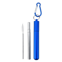 Paille pliable réutilisable avec étui et brosse Pailles à boire en métal en acier inoxydable rétractables