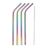 Pailles à boire en acier inoxydable Rainbow Multicolore Paille à boisson réutilisable avec brosse de nettoyage