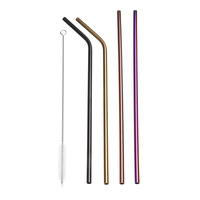 Pailles en métal inoxydables colorées en acier inoxydable de 5Pcs réglées avec le kit plus propre de brosse