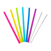 Pailles réutilisables Set 6PCS Pailles Silicone Pailles à boire 6 Pailles droites avec brosse