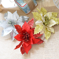 Paillettes de Noël Creux Fleur Décoration Fleurs artificielles pour les arbres de Noël Nouvel An