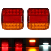 Paire 12V LED feu arrière carré remorque camion numéro de bateau feu arrière feux marins