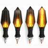 Paire 12V étanche LED indicateurs de clignotant de moto avec feux arrière bleu clair coulant orange