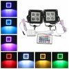 Paire 3 pouces RGB Contrôle LED Work Light Bar Bague Halo Multicolore Pour Off Road 4X4 4WD SUV