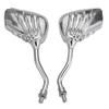Paire 8mm Moto Miroir Skull Os Squelette Main Universel Chrome / Noir