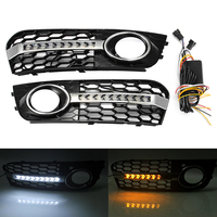 Paire de grilles de protection anti-brouillard hexagonales en nid dabeille avec clignotant LED clignotant blanc DRL