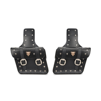 Paire de sacs de selle de moto en cuir PU cool dos étanche mode noir