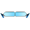 Paire universelle F1 style voiture côté miroir en fibre de carbone look cache en métal support avec miroir bleu réglé