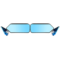 Paire universelle F1 style voiture côté miroir en fibre de carbone look cache en métal support avec miroir bleu réglé