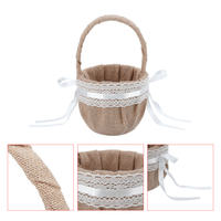 Panier de dentelle de lin romantique Bowknot manipulé fleur cérémonie paniers de rangement de fête de mariage