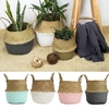 Panier de paille en rotin pliable Pot de fleur Suspendu Paniers de rangement en osier Accessoires de jardin