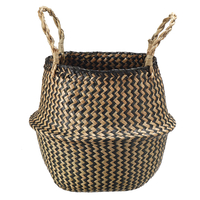 Panier de rangement en jonc de mer Pot de fleur en rotin plante jouets support conteneur décor
