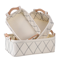 Panier de réception en feutre avec poignée en bois tri simple sacs de rangement panier de rangement en tissu cosmétique