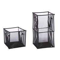 Panier en maille respirant noir / gris pliable couches simples / doubles panier à linge sale pour vêtements accessoires