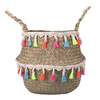 Panier en osier Paniers de plantes suspendus Jardin Vase à fleurs Pot pliable en pot avec poignée Panier de rangement Or