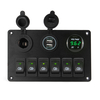 Panneau de commutateur à bascule à 6 panneaux ON-OFF à bascule avec chargeur de port USB plus léger LED voltmètre 12-24V