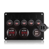 Panneau de commutateur à bascule 5 gangs Dual USB Charger LED Voltmeter 12-24V pour bateau de voiture Marine RV Truck