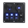 Panneau de commutation 4 Gang 12V double USB pour caravane Yacht Boat Marine RV Truck Blue LED