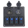 Panneau de commutation 4 gangs 12 / 24V pour bateau de voiture Marine LED Double USB ON-OFF Bascule à bascule
