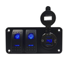 Panneau de commutation LED 2 gangs interrupteur à bascule à bascule QC 3.0 USB bleu LED voiture bateau marin