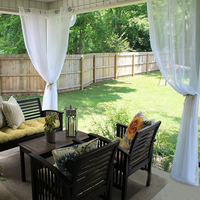 Panneau de rideau mariage salle de bain jardin extérieur moustiquaire polyester blanc rideau blanc