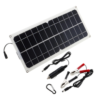 Panneau solaire à cellule de silicium monocristallin Double interface USB 10W 12V/5V Panneau solaire crocodile DC