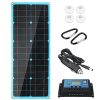 Panneau solaire 18V 30W Dual DC,  Chargeur solaire flexible monocristallin USB avec contrôleur solaire 10A