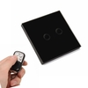 Panneau tactile en cristal de luxe 2 anneaux LED plaque de prise de commutateur Samrt murale