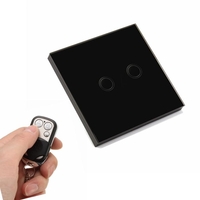 Panneau tactile en cristal de luxe 2 anneaux LED plaque de prise de commutateur Samrt murale
