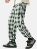 Pantalon à carreaux avec cordon de serrage sur le côté pour hommes avec poches preppy