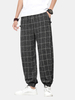 Pantalon à carreaux pour hommes avec boucle à la taille élastique décontractée avec cordon de serrage