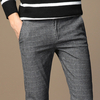Pantalon à carreaux pour hommes petit stretch droit Youth Pantalon décontracté à ponçage à la mode Pantalon