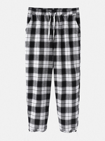 Pantalon à carreaux taille élastique 100% coton Classic pour homme