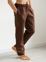 Pantalon à cordon de serrage décontracté uni 100% coton pour homme