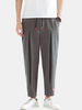 Pantalon à cordon de serrage plissé de style chinois en lin pour homme