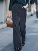 Pantalon à glissière droit en velours côtelé vintage taille haute à jambe large avec poche