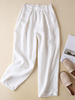 Pantalon à jambe droite décontracté à taille élastique avec poche unie