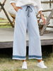 Pantalon à jambe large avec cordon de serrage décontracté pour femmes avec poche