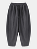 Pantalon à jambe large simple décontracté pour homme en coton de couleur unie