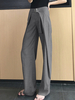 Pantalon à jambe large taille haute pour femme avec fermeture à glissière solide avec boucle