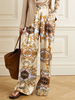 Pantalon à motif tribal avec poche et bouton zippé au sol Longueur