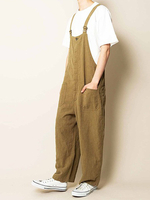 Pantalon 100% coton à poches multiples droites à jambe large et coupe ample
